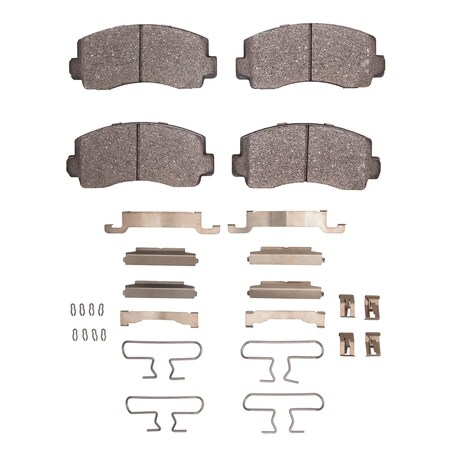 Dynamic Friction Co 5000 Advanced Brake Pads - Semi Metallic and Hardware Kit, Long Pad Wear, Front 1551-0195-01